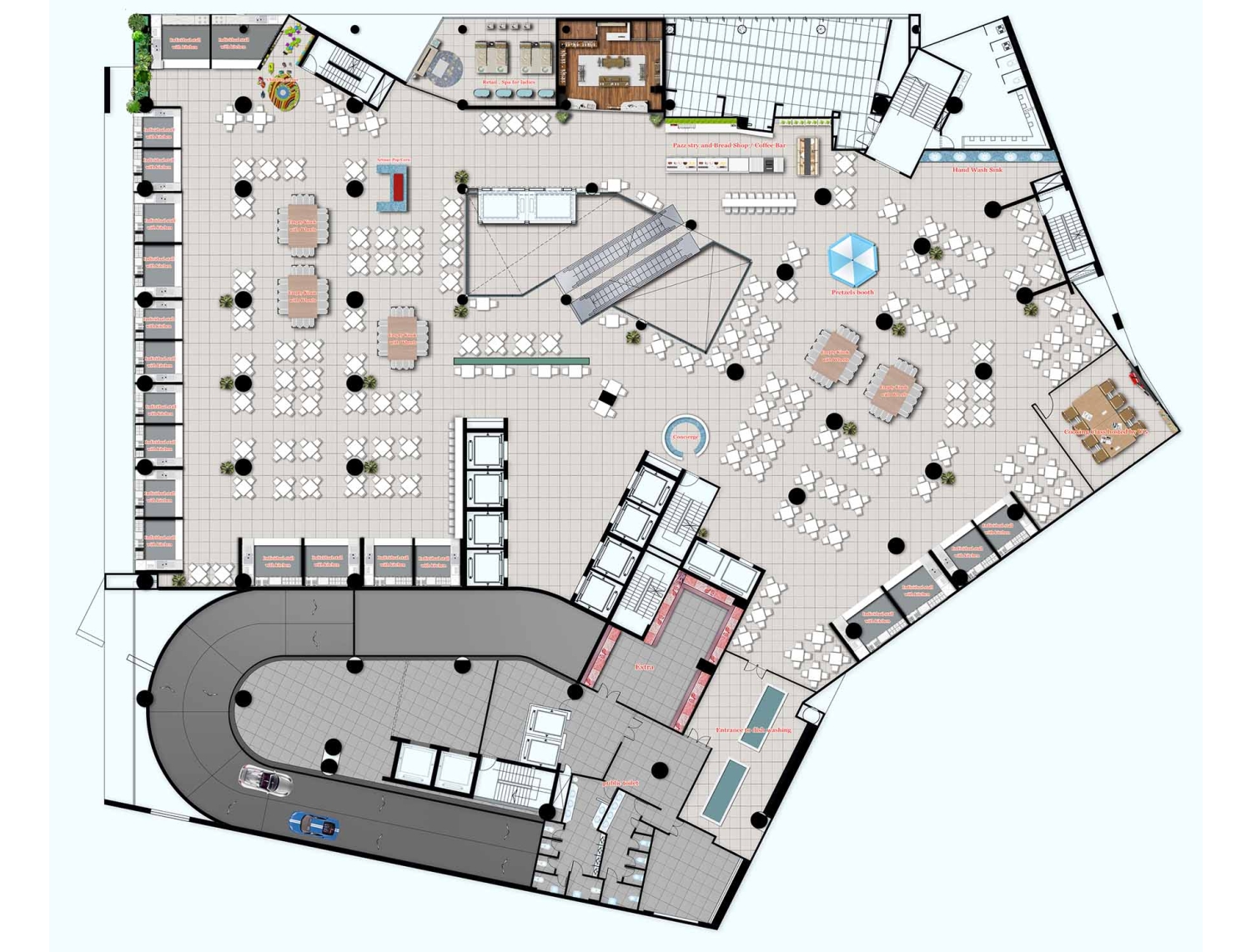 food court 2d/3d floor plan