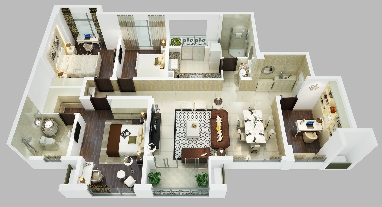 modern house 3d floor plan