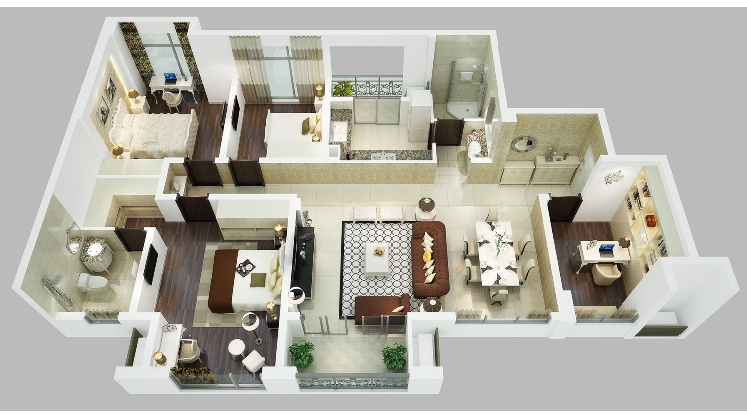 modern house 3d floor plan