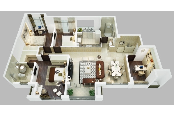 modern house 3d floor plan