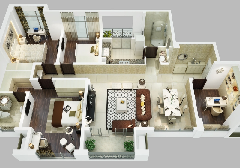 modern house 3d floor plan